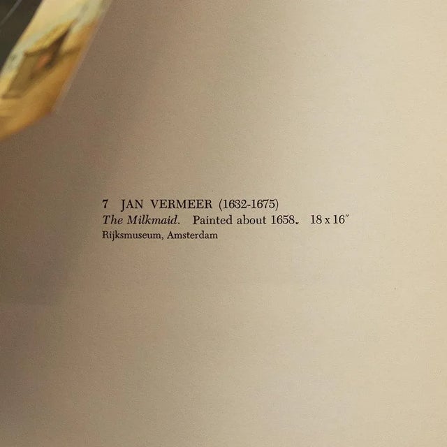 1950s 1954 After Jan Vermeer "The Milkmaid", Vintage Full-Color Print For Sale - Image 5 of 8