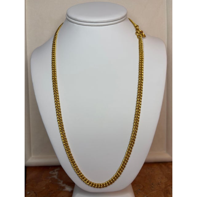 Metal Vintage 24k Solid Yellow Gold Curb Link Chain, 79.1 Gm , 24" Long Made in Turkey For Sale - Image 7 of 8