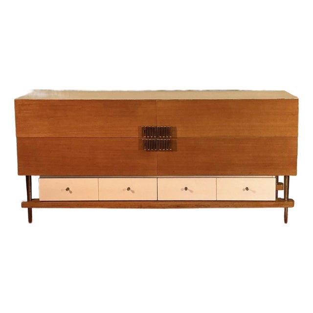 Italian Mid Century Modern Bedroom Dresser Chest 6 Drawer, Circa 1950s For Sale