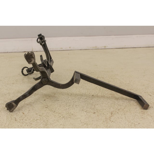 Pair Arts & Crafts Horse Head Forged Iron Fireplace Andirons For Sale - Image 12 of 13