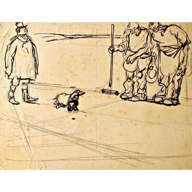 Gabriele Galantara, The Dog of a Noble, Mixed Media Drawing, 1907 For Sale