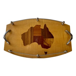 Vintage Australian Intarsia Serving Tray by Australian Mulga, 1970s For Sale