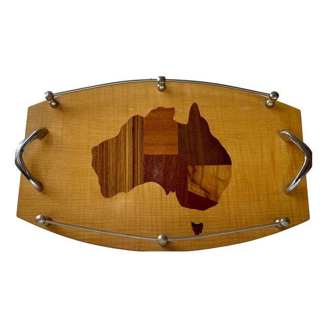 Vintage Australian Intarsia Serving Tray by Australian Mulga, 1970s For Sale