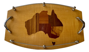 Vintage Australian Intarsia Serving Tray by Australian Mulga, 1970s