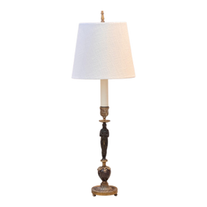 Early 19th Century French Empire Bronze and Marble Candlestick Lamp