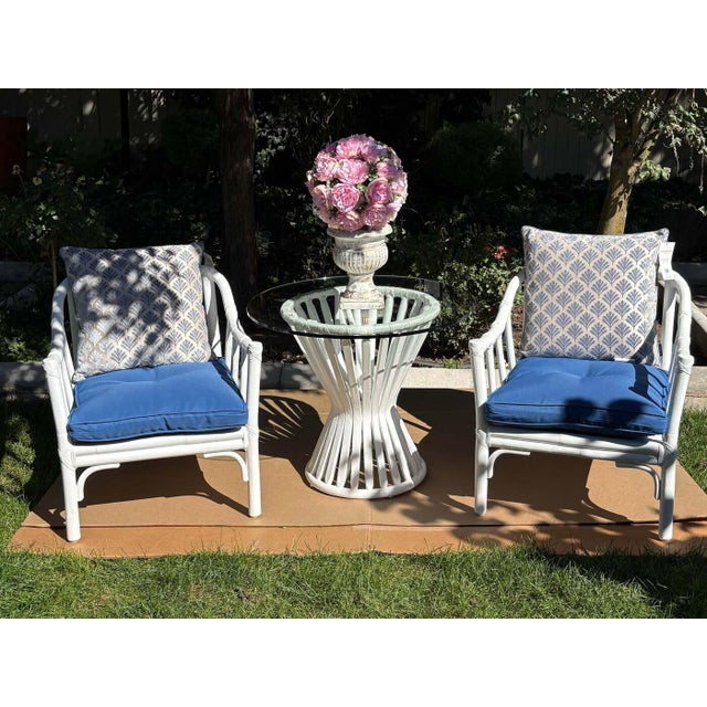 McGuire 1970s Authentic McGuire Rattan "Sheaf of Wheat" 3-Piece Patio Set For Sale - Image 4 of 4