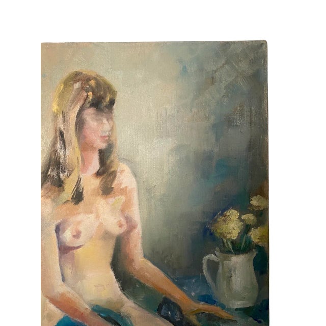 Vintage Oil Painting on Canvas of Female Nude, Signed Diane Ottenberg Circa 1950 For Sale - Image 4 of 8