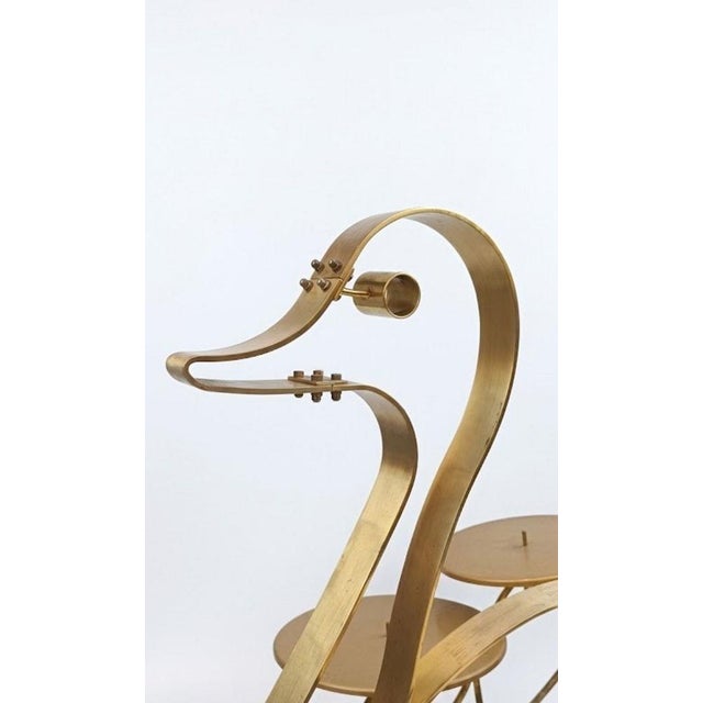 Large Swan-Shaped Brass Cake Holder, 1970s For Sale - Image 3 of 12