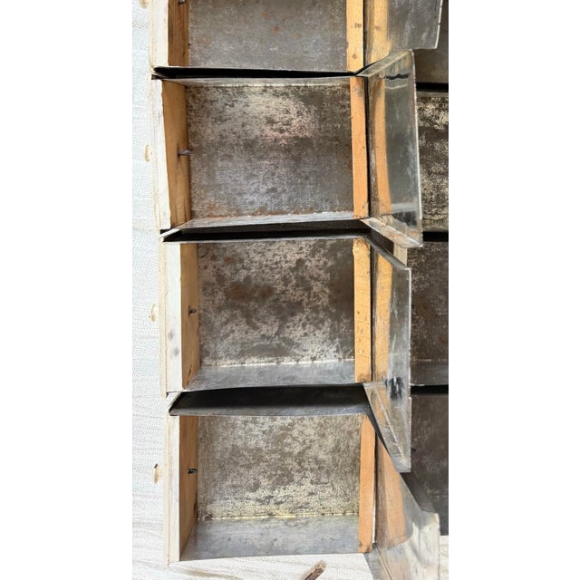 Antique C. 1900 Painted Spice Cabinet With 10 Metal-Lined Lidded Drawers For Sale - Image 9 of 12
