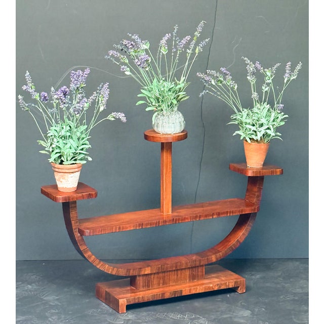 Art Deco Plant Stand or Etagere of Figured Walnut From Italy For Sale - Image 10 of 10