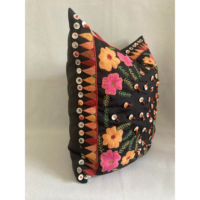 Folk Art Contemporary Hand-Embellished Folk Art Pillow Cover For Sale - Image 3 of 5