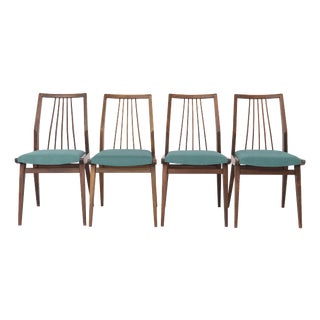 Mid-Century Beechwood Dining Chairs with Turquoise Upholstery from Casala, Germany, 1960s, Set of 4 For Sale