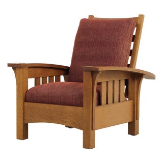 Stickley Mission Oak Bow Arm Morris Chair For Sale