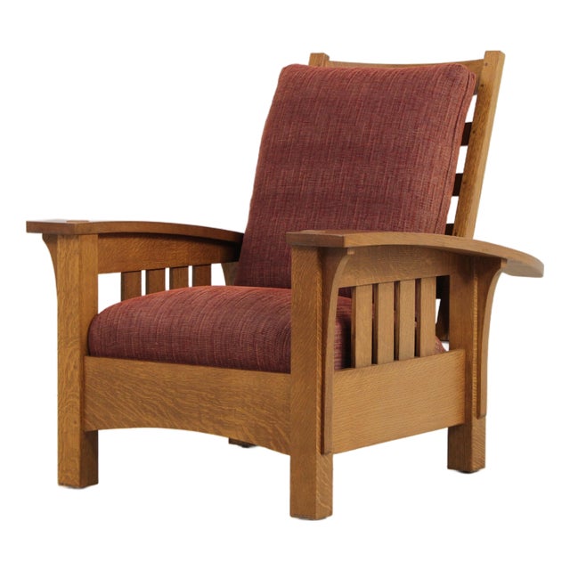 Stickley Mission Oak Bow Arm Morris Chair For Sale