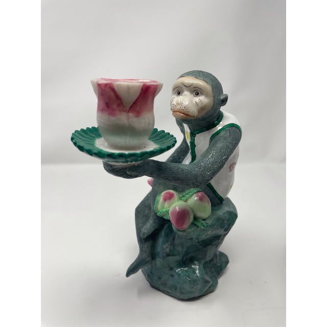 Vintage Chinoiserie Monkey Candle Holders - A Pair For Sale In Boston - Image 6 of 14