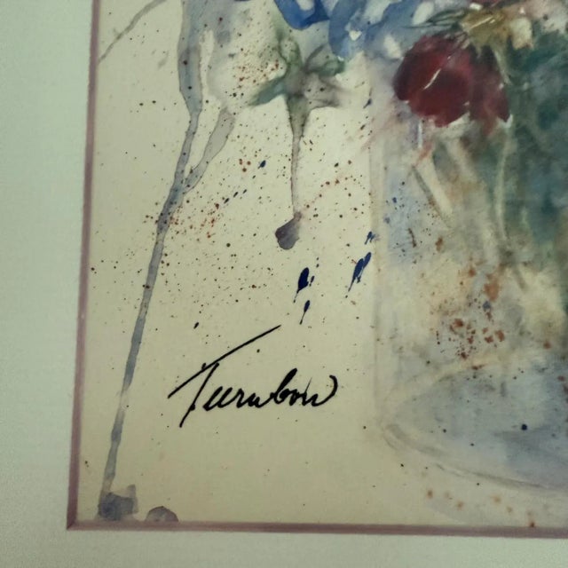 American Vintage Floral Still Life Watercolor, Signed For Sale - Image 3 of 7