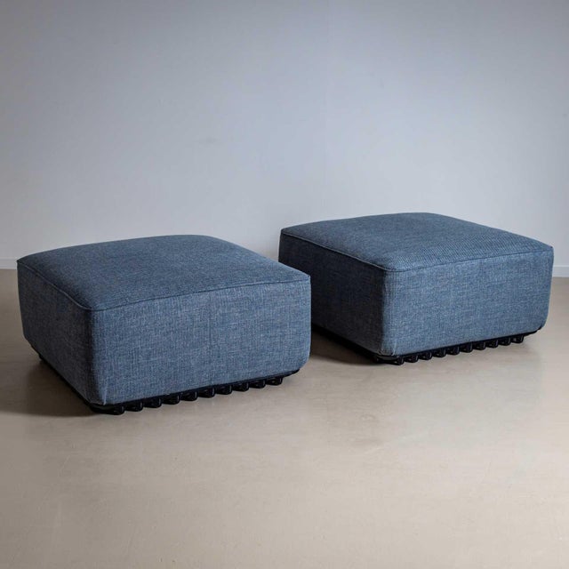 Blue 1970s A pair of Trico ottomans from the Trico series by Ammannati & Vitelli for Brunat For Sale - Image 8 of 18