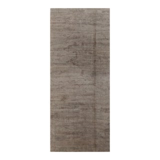 Rug & Kilim’s Modern Textural Rug in Neutral Taupe and Gray Tone-on-Tone -10x24 For Sale