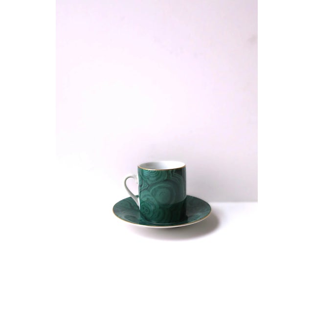 Malachite Porcelain Espresso Coffee Cup and Saucer, 2 Avail. For Sale - Image 4 of 12
