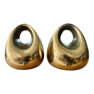 Vintage Pair of Ben Seibel Brass Orb Bookends For Sale