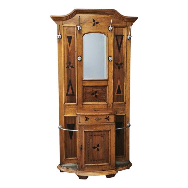 19th Century Gründerzeit Oak Hall Tree with Mirror, 1890 For Sale
