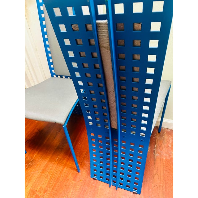 Pair of post modern 80s high back dinning chairs for Acerbis international designed by Lella and Massimo Vignelli ....