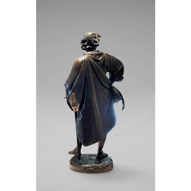Antique 25” Signed 19th Century French Bronze Sculpture the Landsknecht Cavalier by Albert-Ernest Carrier Belleuse For Sale - Image 9 of 14
