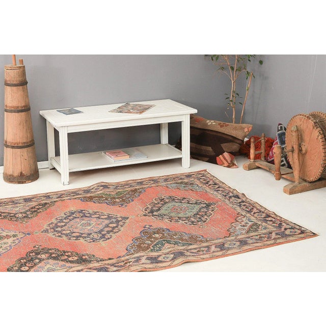 Mid 20th Century Vintage Distressed Turkish Konya Rug For Sale In Los Angeles - Image 6 of 7