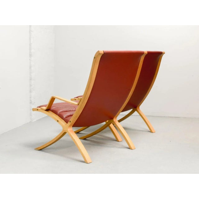1970s Mid-Century Danish High Back AX Lounge Chairs by Hvidt and Molgaard Nielsen for Fritz Hansen, Set of 2 For Sale - Image 5 of 17