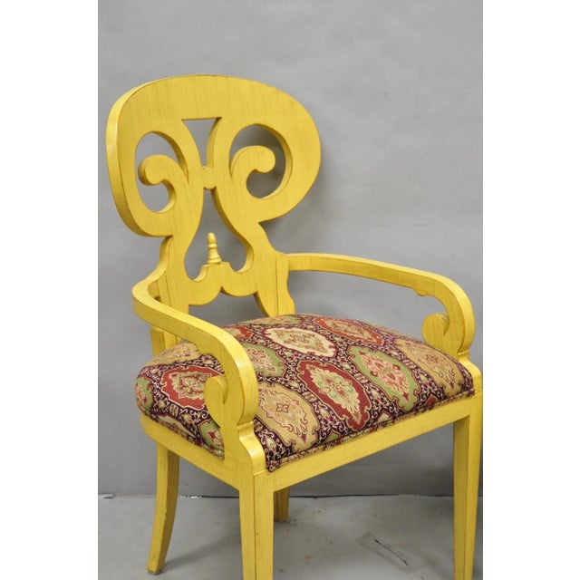 Contemporary Regency Style Red Green Yellow Scroll Back Dining Chairs - Set of 8 For Sale - Image 14 of 18