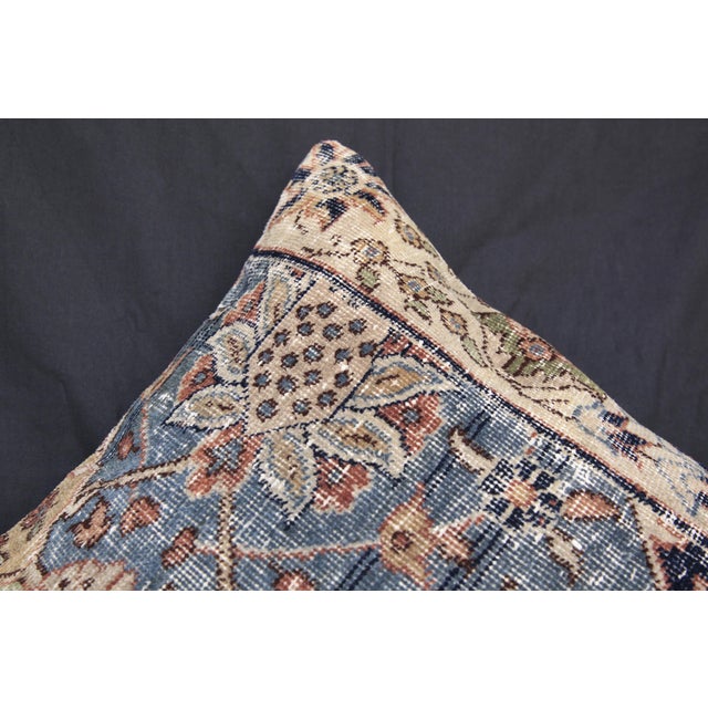 Sky Blue Handwoven Floral Multi Color Rug Pillow Cover -20'' X 20'' For Sale - Image 8 of 14