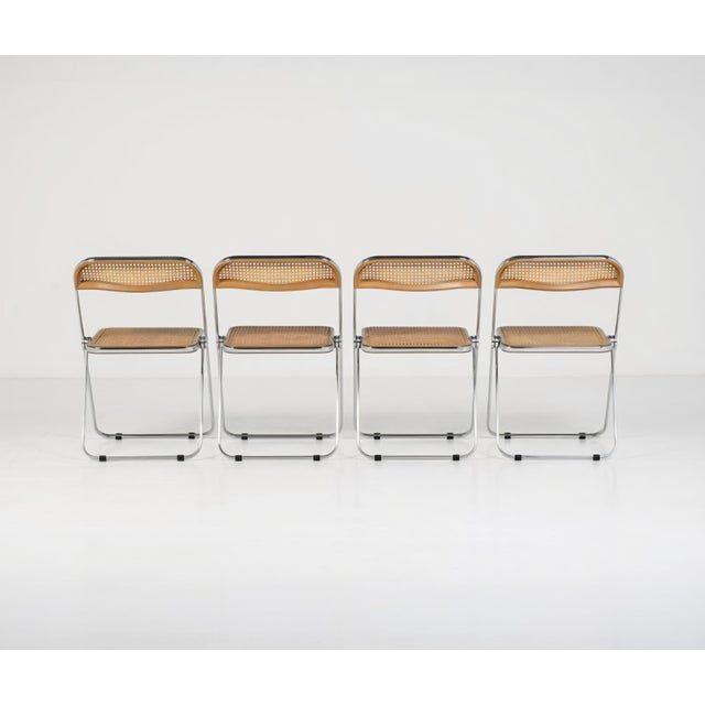 Vintage Plia Folding Chair in Vienna Straw by Giancarlo Piretti for Anonima Castelli, 1970s, Set of 5 For Sale - Image 9 of 14