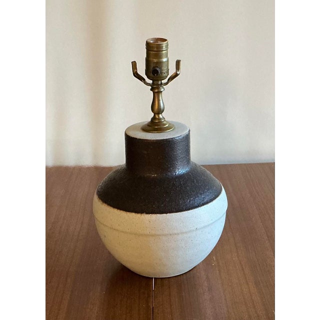 An exceptional ceramic table lamp by the celebrated Italian master Bruno Gambone (1936-2021). Handcrafted in his Florence...