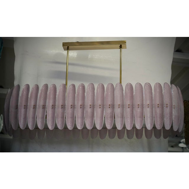 2000 - 2009 Mid-Century Murano Pink Art Glass Rectangular Chandelier and Pendant For Sale - Image 5 of 10