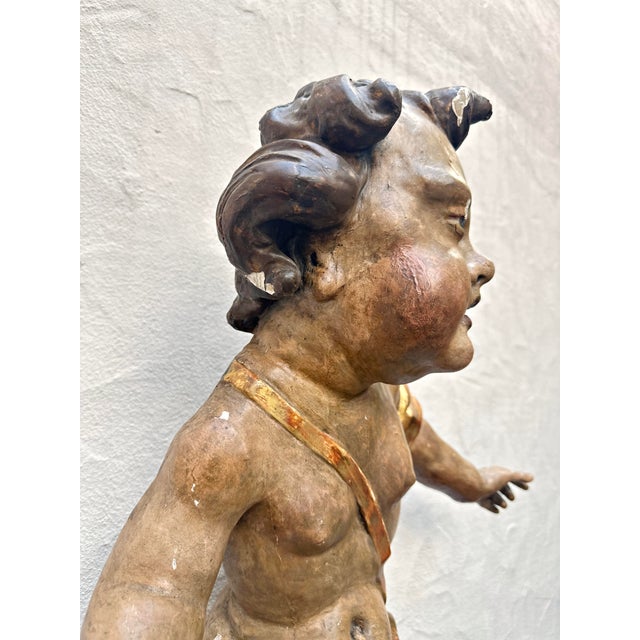Large Putto, Southern Germany, Tyrol, 1750, Carved Wood, Painted For Sale - Image 8 of 14