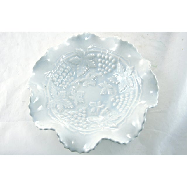French Country Ice Blue & White Grape Motif Bowl For Sale - Image 3 of 5