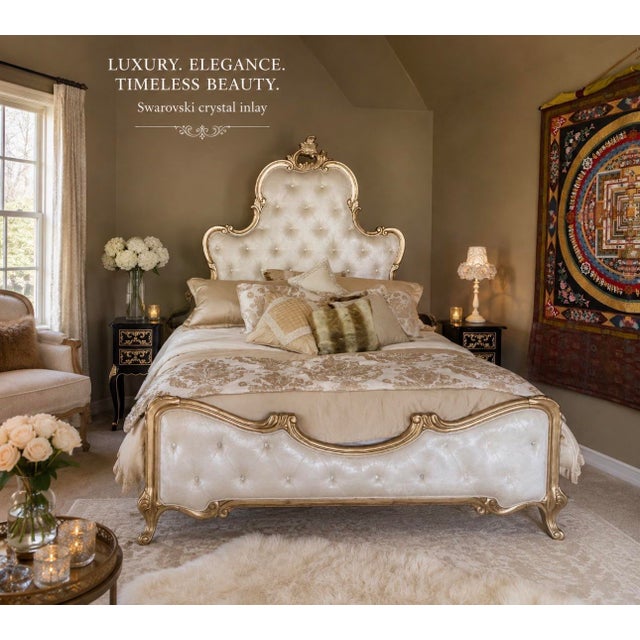 Champagne Panel Bed by Michael Amini - Platine De Royale Antique Platinum Created by a designer with imagination to spare,...