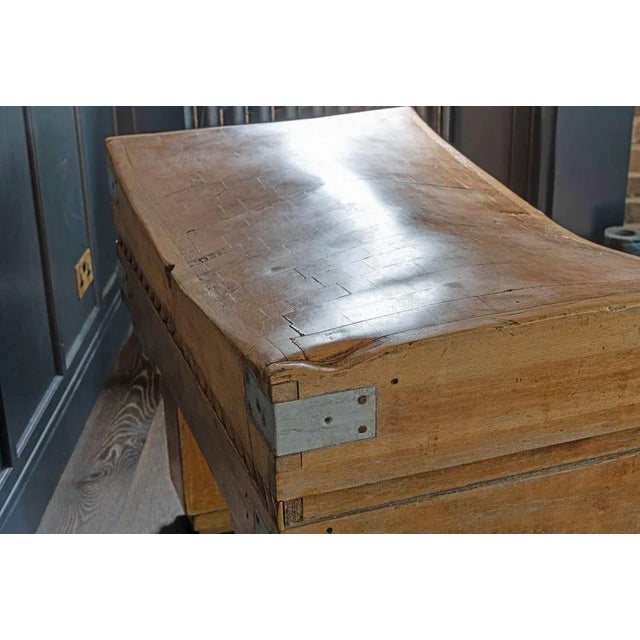 French Butcher's Block on Original Stand in Brown Beech, Early 20th Century For Sale - Image 6 of 9