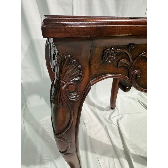 Victorian Set of 2 Antique Solid Wood Accent Table With Cabriole Legs and Carved Accents For Sale - Image 3 of 8