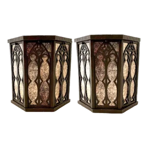 Bespoke Gothic Revival Sconces by Hacienda - Mica-Backed Hand Forged Iron - Pair
