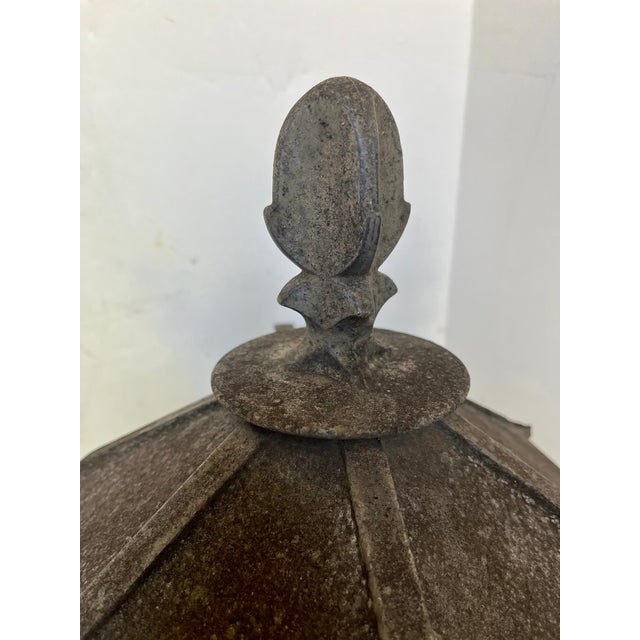 Gray Antique Early 1900s Gas Iron Lamp Post Lanterns - A Pair For Sale - Image 8 of 12