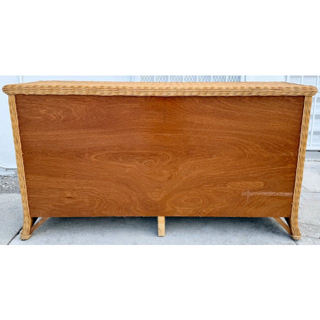 Victorian Style Six Drawer Rattan Dresser From 70's For Sale - Image 10 of 11