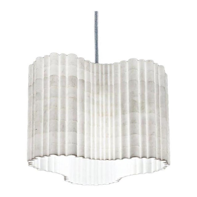 Stripes A6 Decorative Hanging Lamp in Afyon White Marble by Bufalini Marmi For Sale - Image 13 of 13