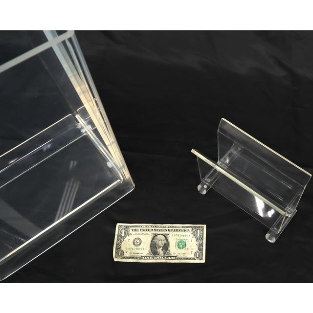 Mid-Century Modern 20th C. Mid-Century Modern Bent Lucite & Chrome Paper Basket & Letter Holder For Sale - Image 3 of 12