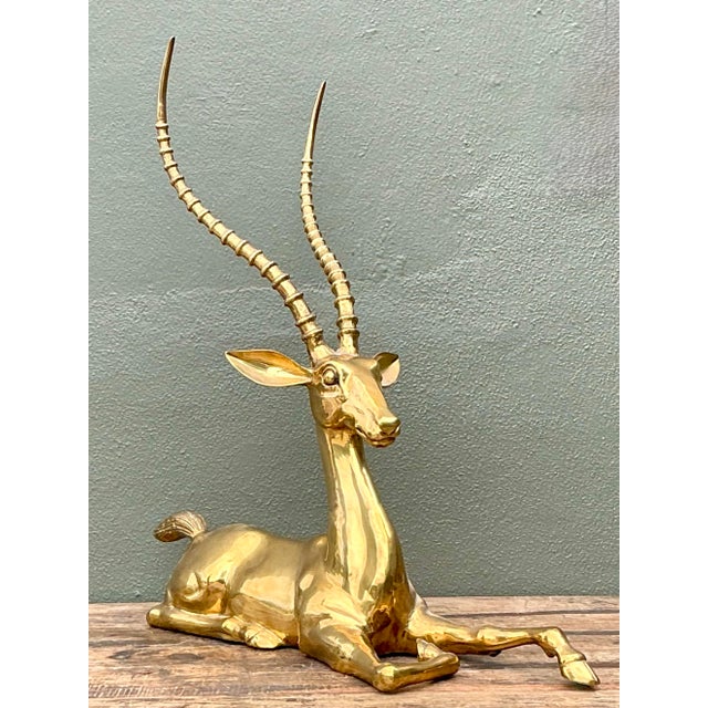 Vintage Monumental Brass Gazelle For Sale - Image 11 of 12