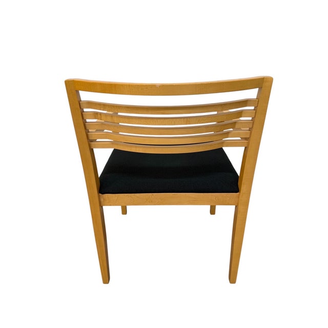 Black Vintage 1990's Knoll Solid Wood Arm Chairs - Set of 2 For Sale - Image 8 of 9