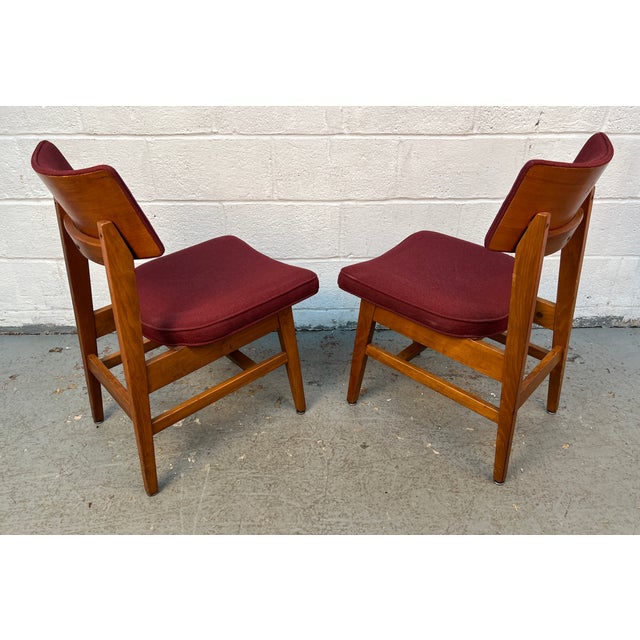 Brick Red Vintage Gunlocke "23-C" Walnut Mid-Century Dining Chairs For Sale - Image 8 of 11