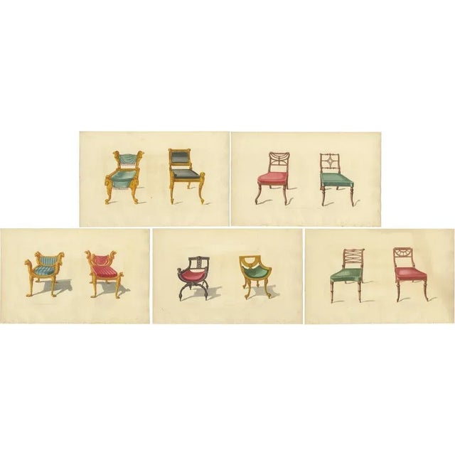 Sheraton, Illustrations of Various Chairs, 1805, Prints, Set of 5 For Sale - Image 10 of 10