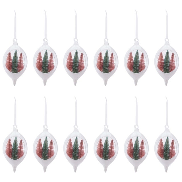 Contemporary Triple Tree Open Frame Ornaments (Set of 12) For Sale - Image 3 of 3