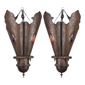 Moroccan Handcrafted Metal Lanterns, North Africa Set of 2